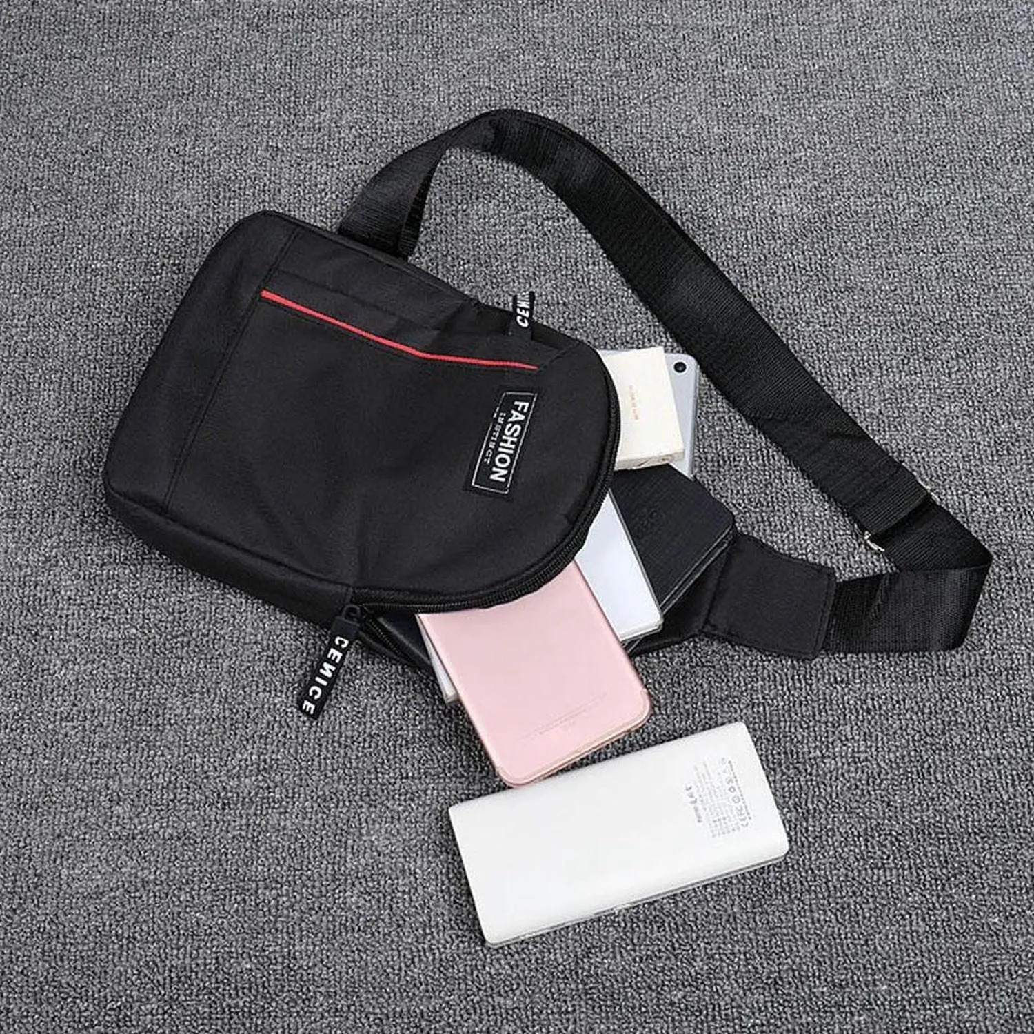 0323 grey Waterproof Anti Theft Crossbody fanny pack waist bag PU Leather Shoulder Bags Chest Men Casual fashion USB Charging earphone hook Sling Travel Messengers Bag