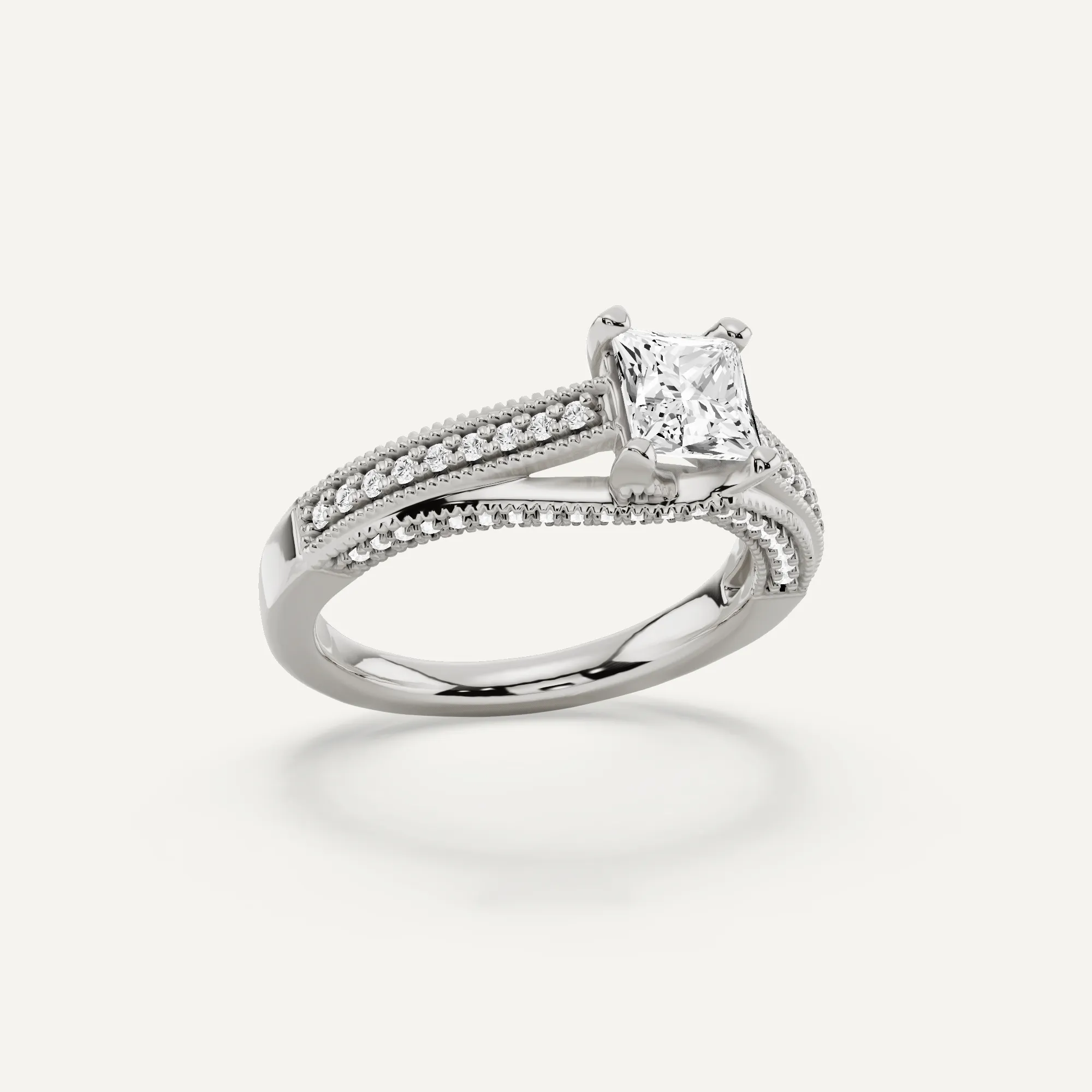 1 ctw Princess Diamond Luxe Side Stone Engagement Ring