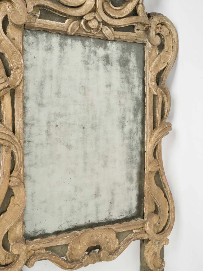 18th Century Provençal Pediment Mirror w/ Sculptural frame 45" x 25¼"