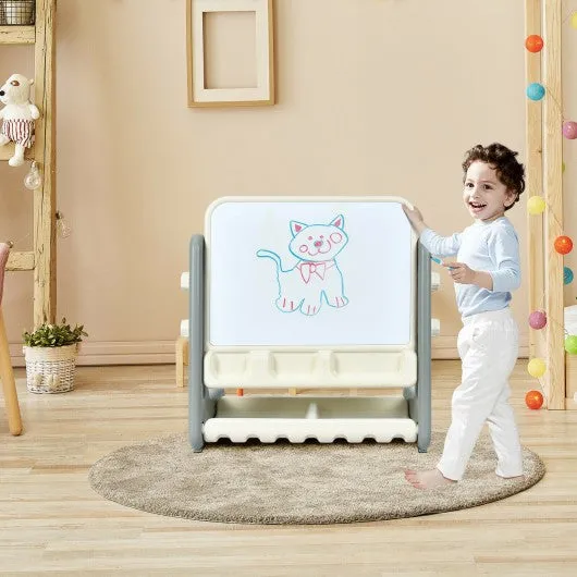 2 in 1 Kids Easel Table and Chair Set  with Adjustable Art Painting Board