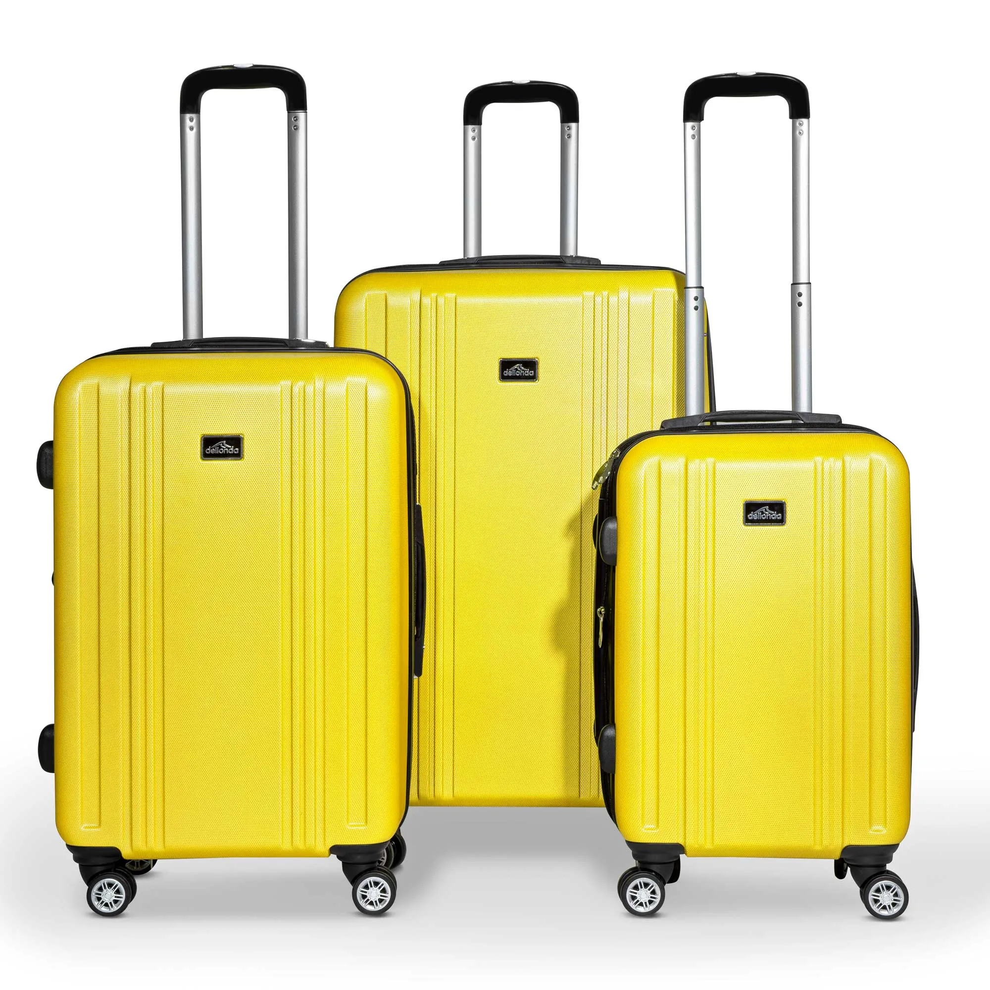 3 Piece Lightweight Luggage Suitcase Trolley Set ABS TSA Lock - Yellow - DL124