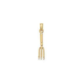 3D Gardening Fork Tool Pendant (14K)