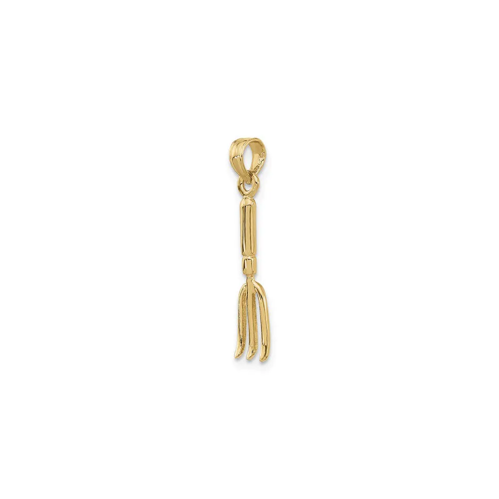 3D Gardening Fork Tool Pendant (14K)