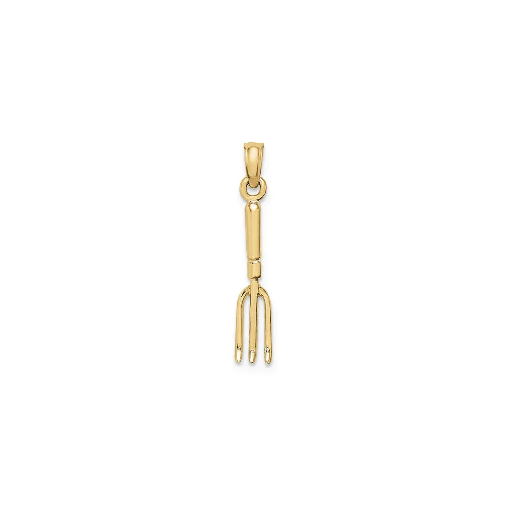 3D Gardening Fork Tool Pendant (14K)