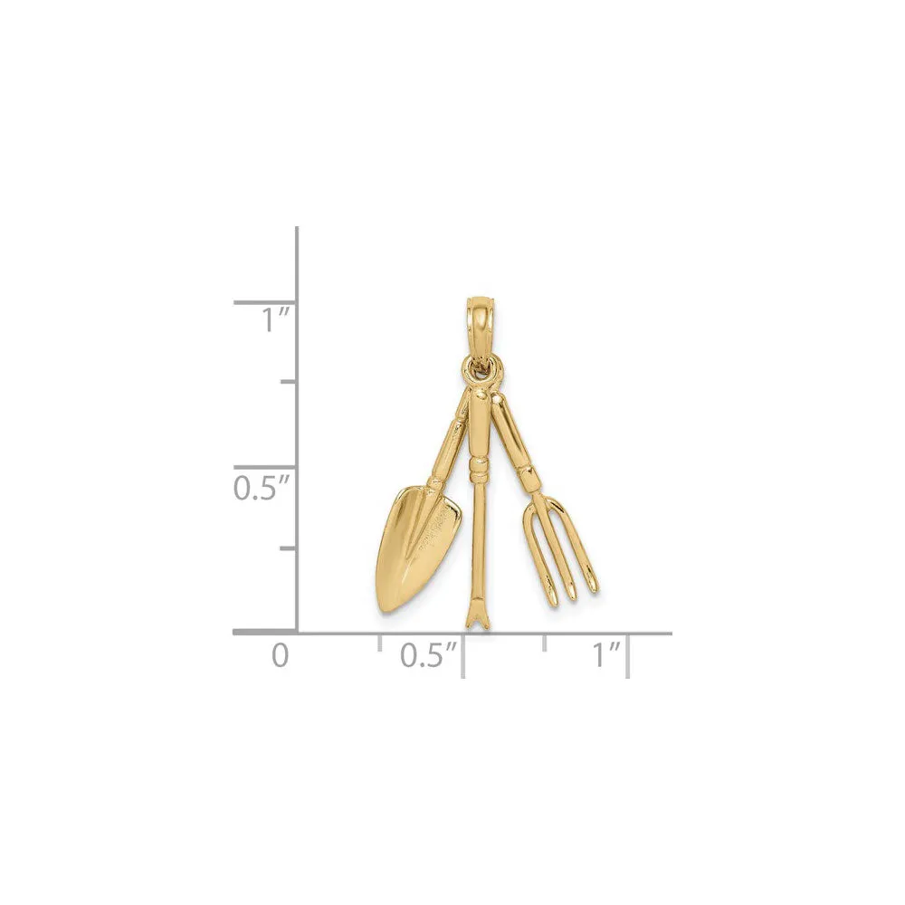 3D Gardening Tool Trio Pendant (14K)