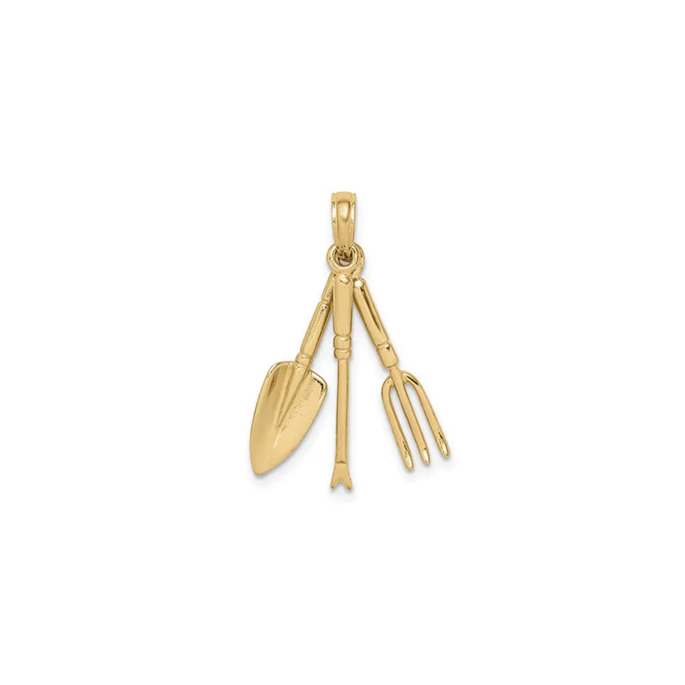 3D Gardening Tool Trio Pendant (14K)