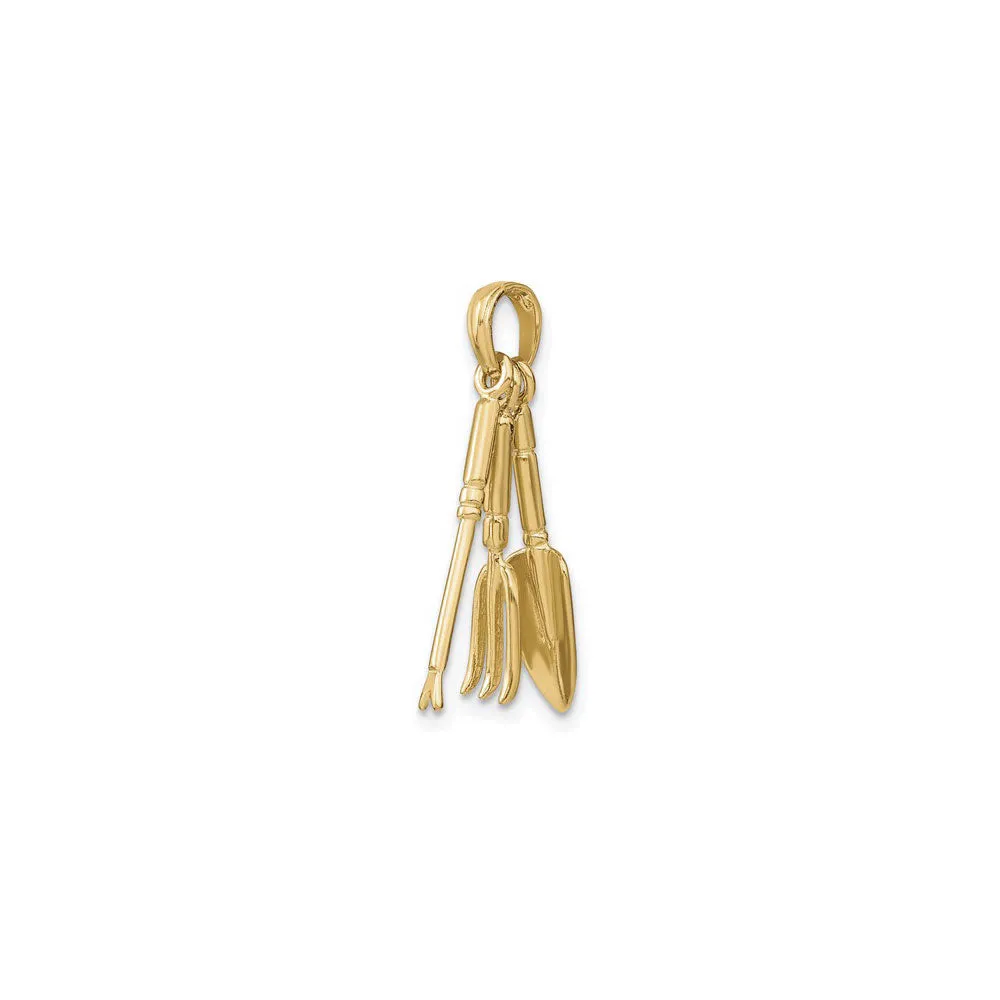 3D Gardening Tool Trio Pendant (14K)