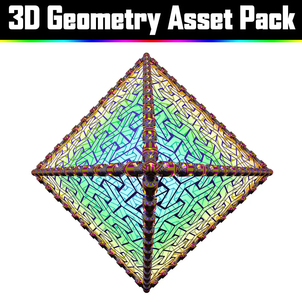 3D Geometry Asset Pack - Psychedelic Art Graphic Assets