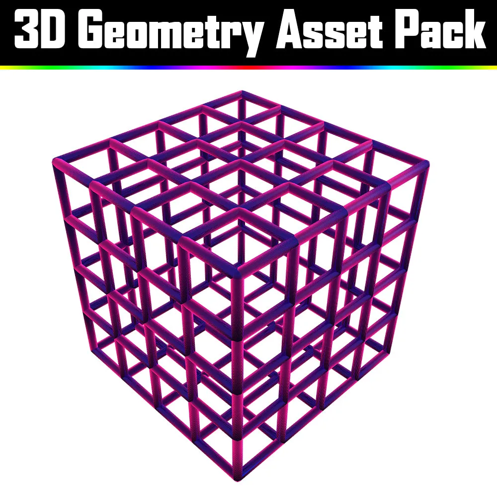 3D Geometry Asset Pack - Psychedelic Art Graphic Assets