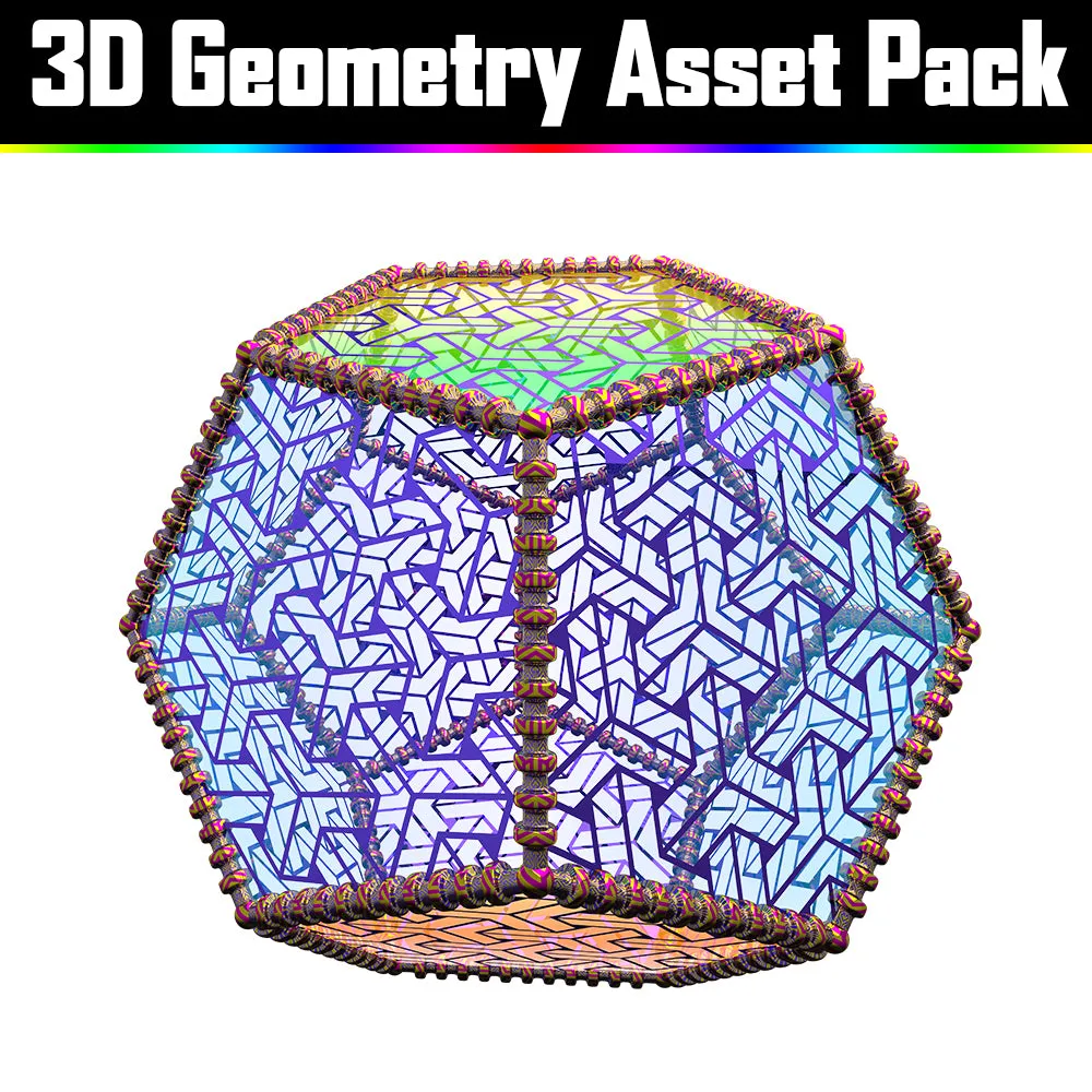 3D Geometry Asset Pack - Psychedelic Art Graphic Assets