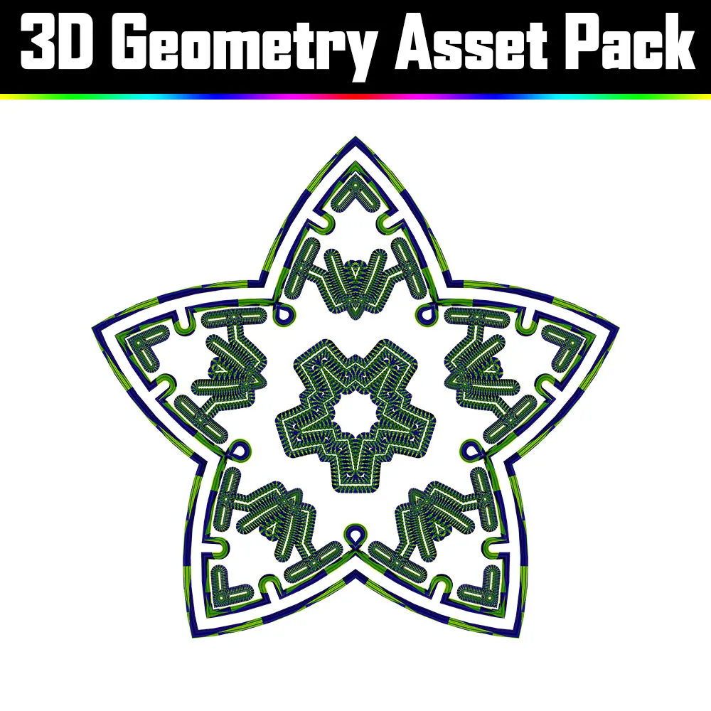 3D Geometry Asset Pack - Psychedelic Art Graphic Assets