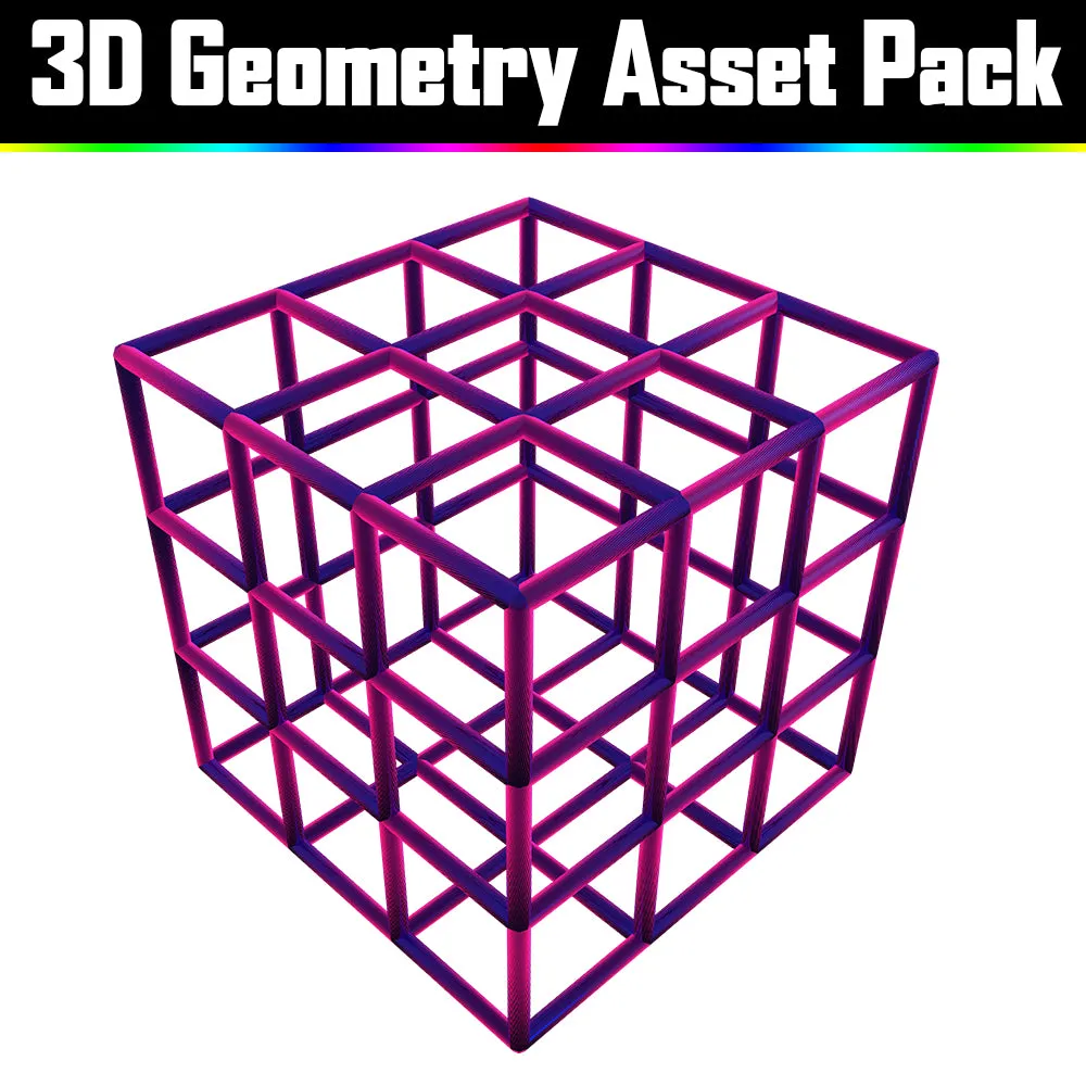 3D Geometry Asset Pack - Psychedelic Art Graphic Assets