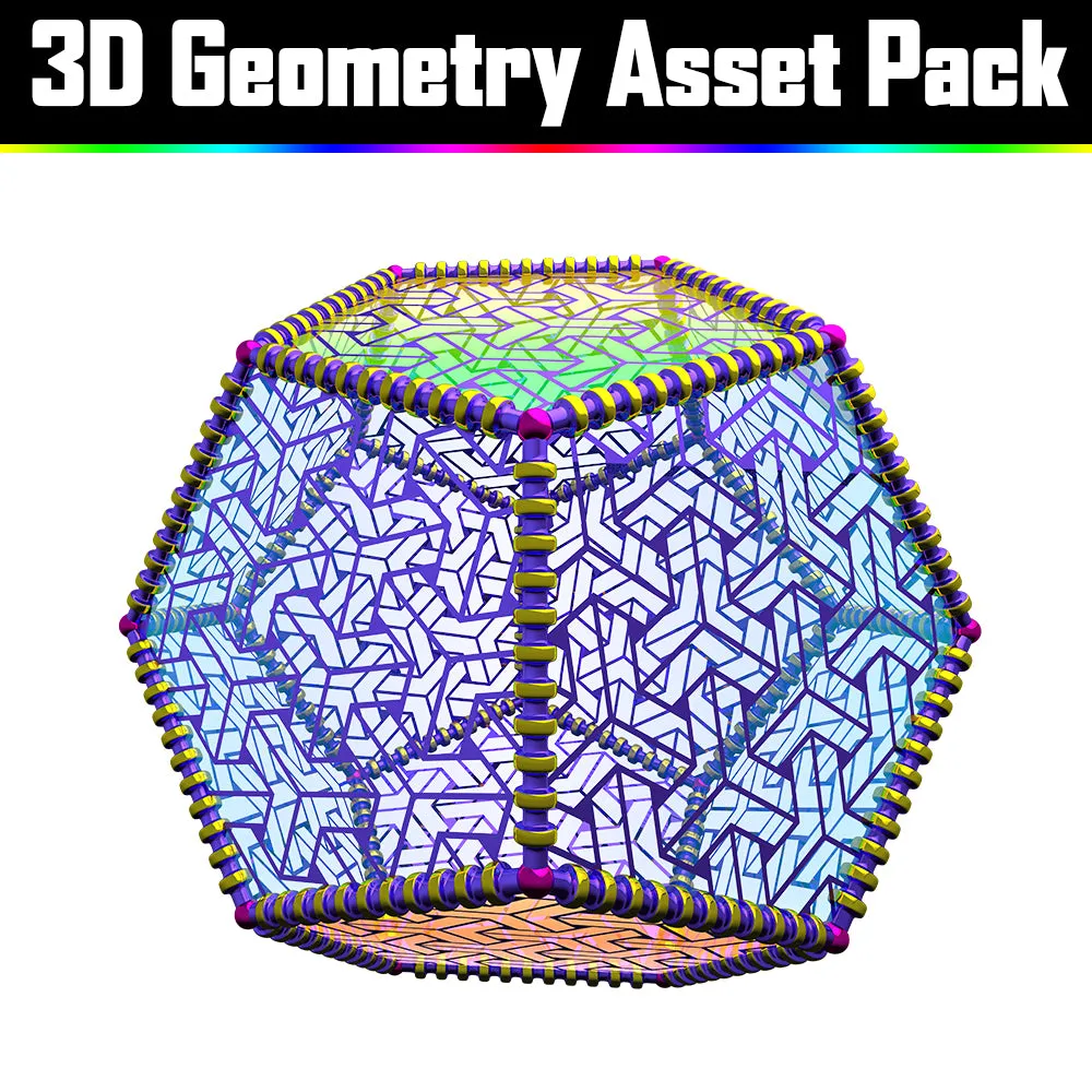 3D Geometry Asset Pack - Psychedelic Art Graphic Assets