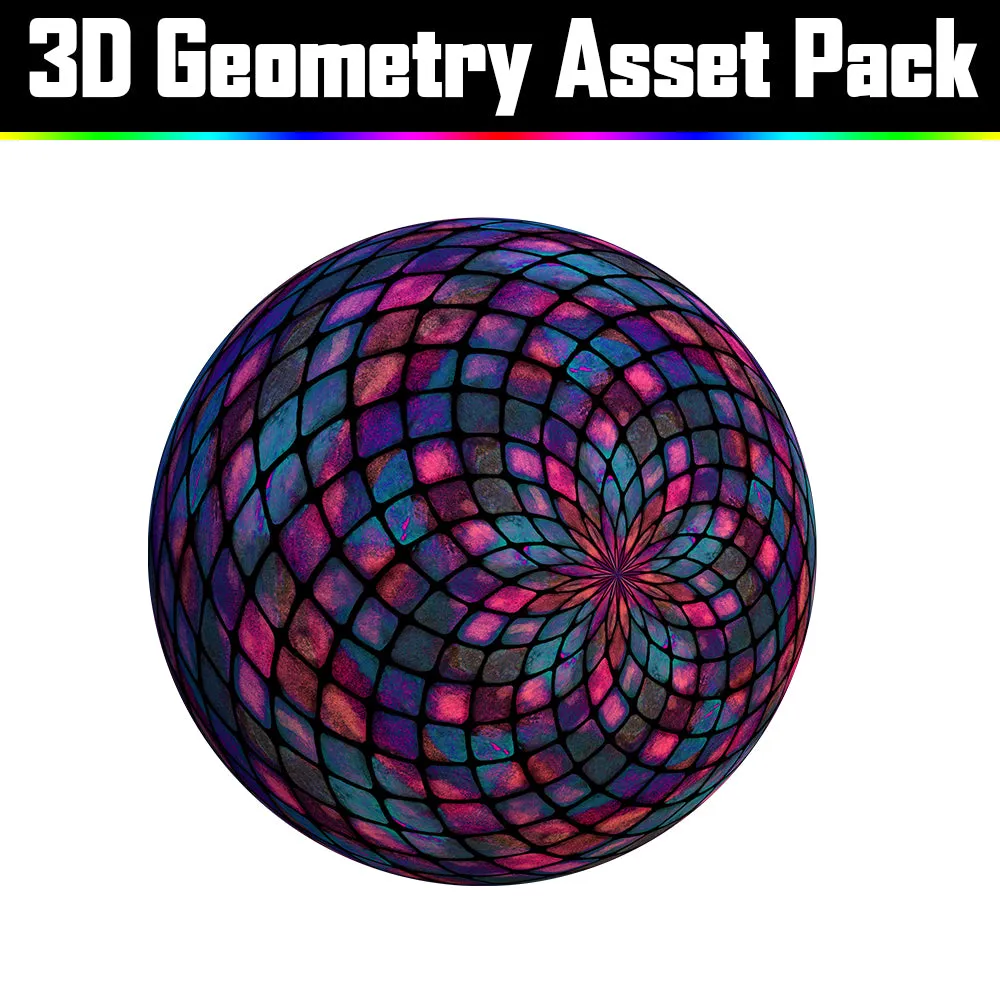 3D Geometry Asset Pack - Psychedelic Art Graphic Assets