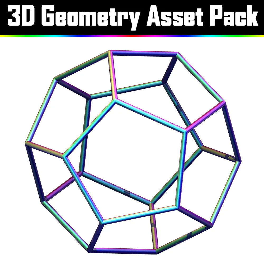 3D Geometry Asset Pack - Psychedelic Art Graphic Assets