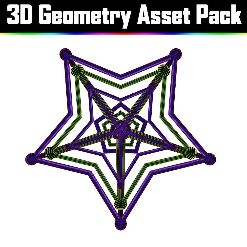 3D Geometry Asset Pack - Psychedelic Art Graphic Assets