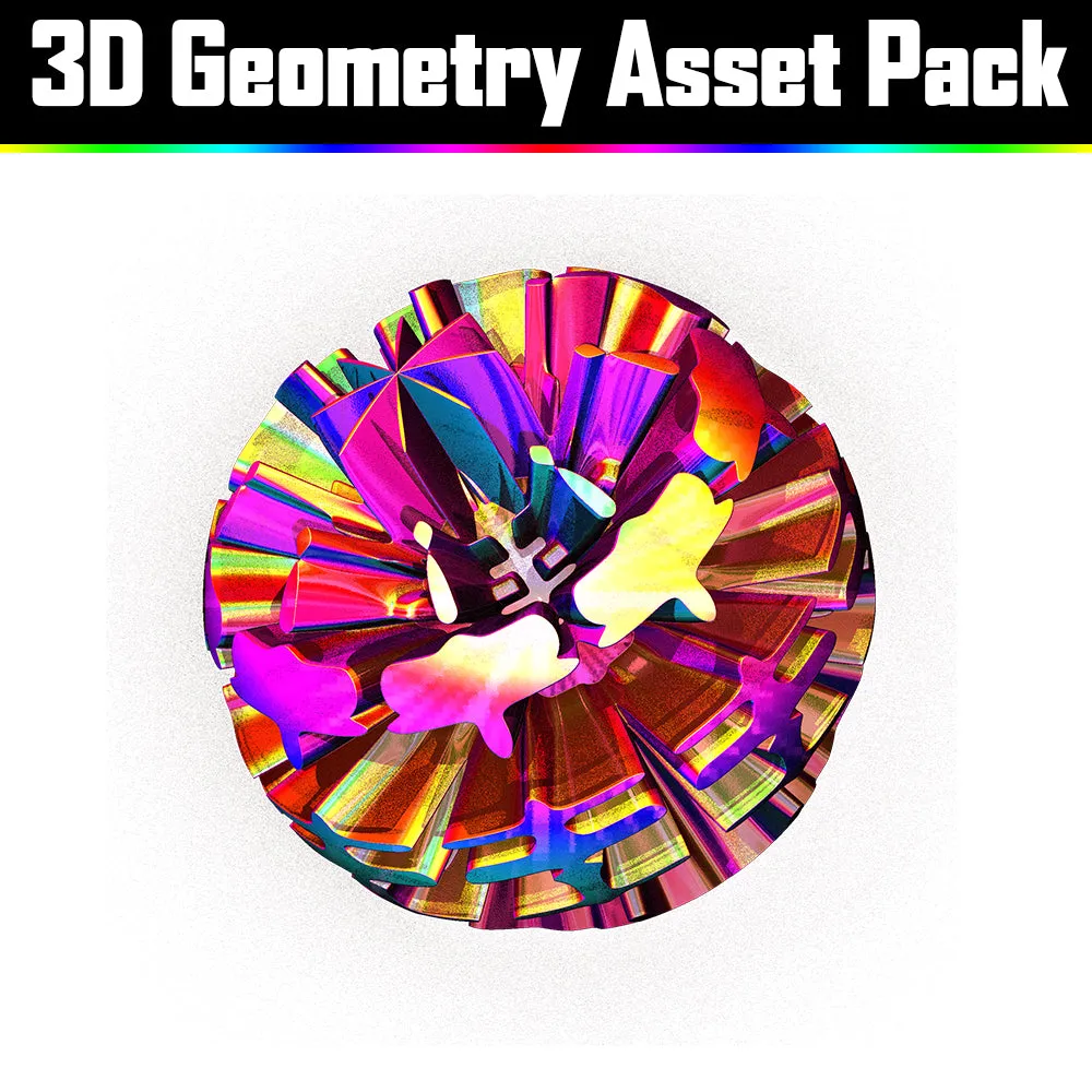 3D Geometry Asset Pack - Psychedelic Art Graphic Assets