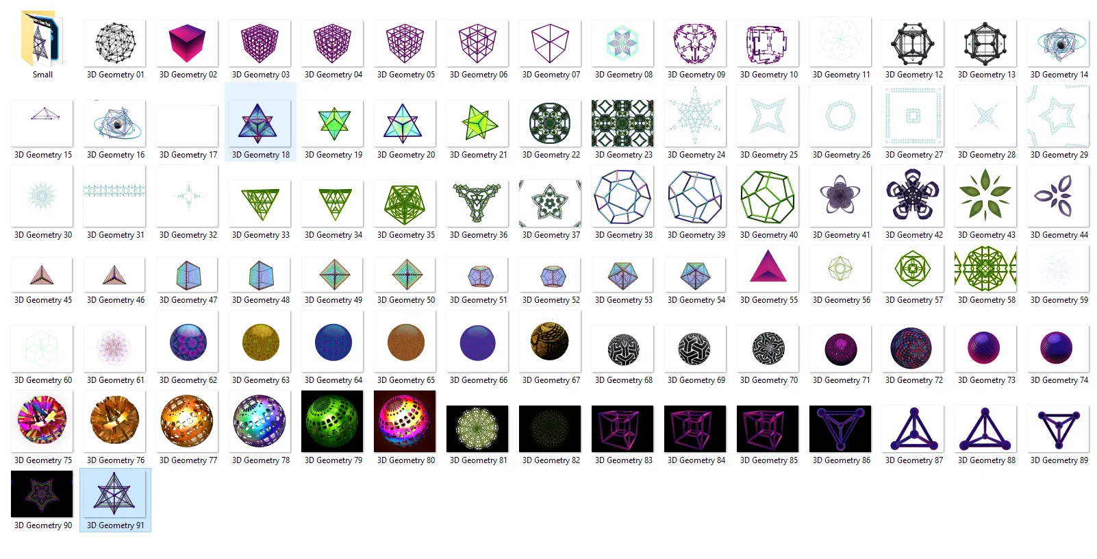 3D Geometry Asset Pack - Psychedelic Art Graphic Assets