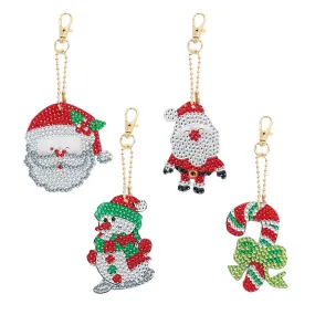 4pcs DIY Full Special Shaped Drill Diamond Painting Christmas Keychain Kit