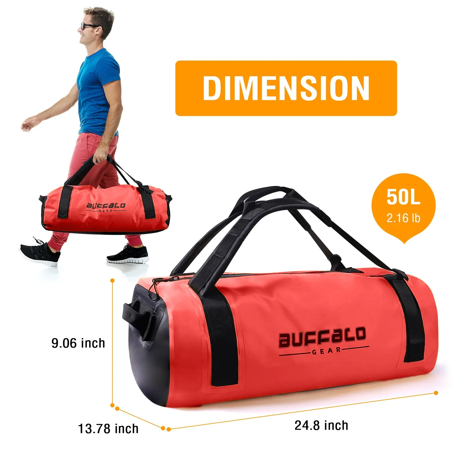 50L Waterproof Backpack Duffel Dry Bag for Adventure