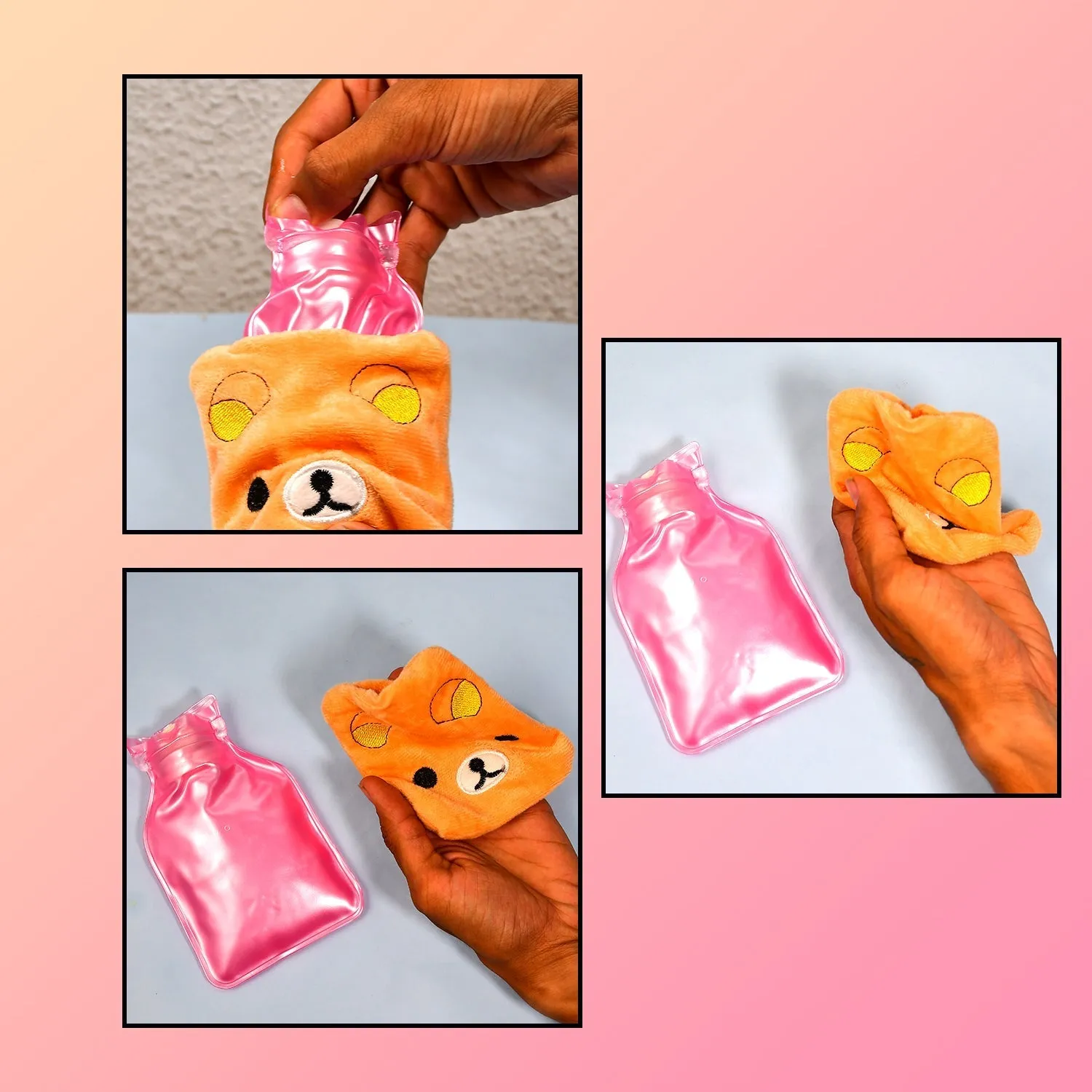 6503 Orange Panda small Hot Water Bag with Cover for Pain Relief, Neck, Shoulder Pain and Hand, Feet Warmer, Menstrual Cramps.