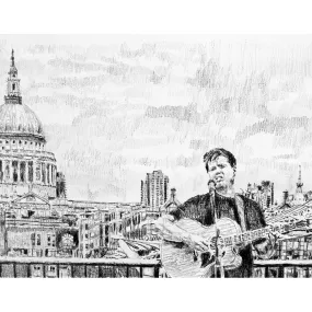 Alex Gibson: South Bank busker portrait by Stella Tooth