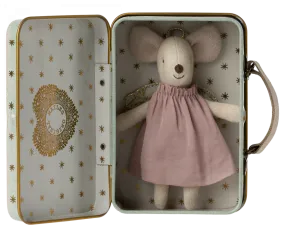 Angel mouse in suitcase