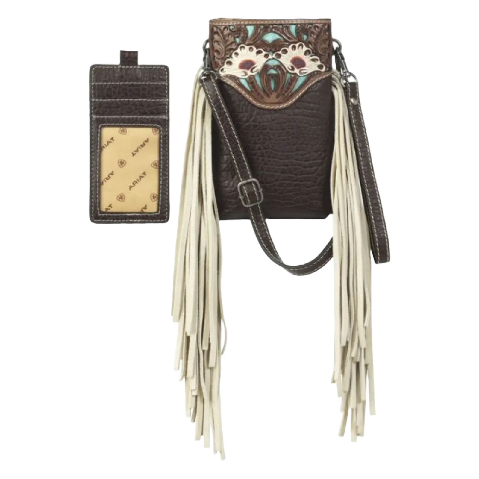 Ariat Ladies Monroe Ivory Fringe Brown Cell Phone Crossbody Bag A770007402