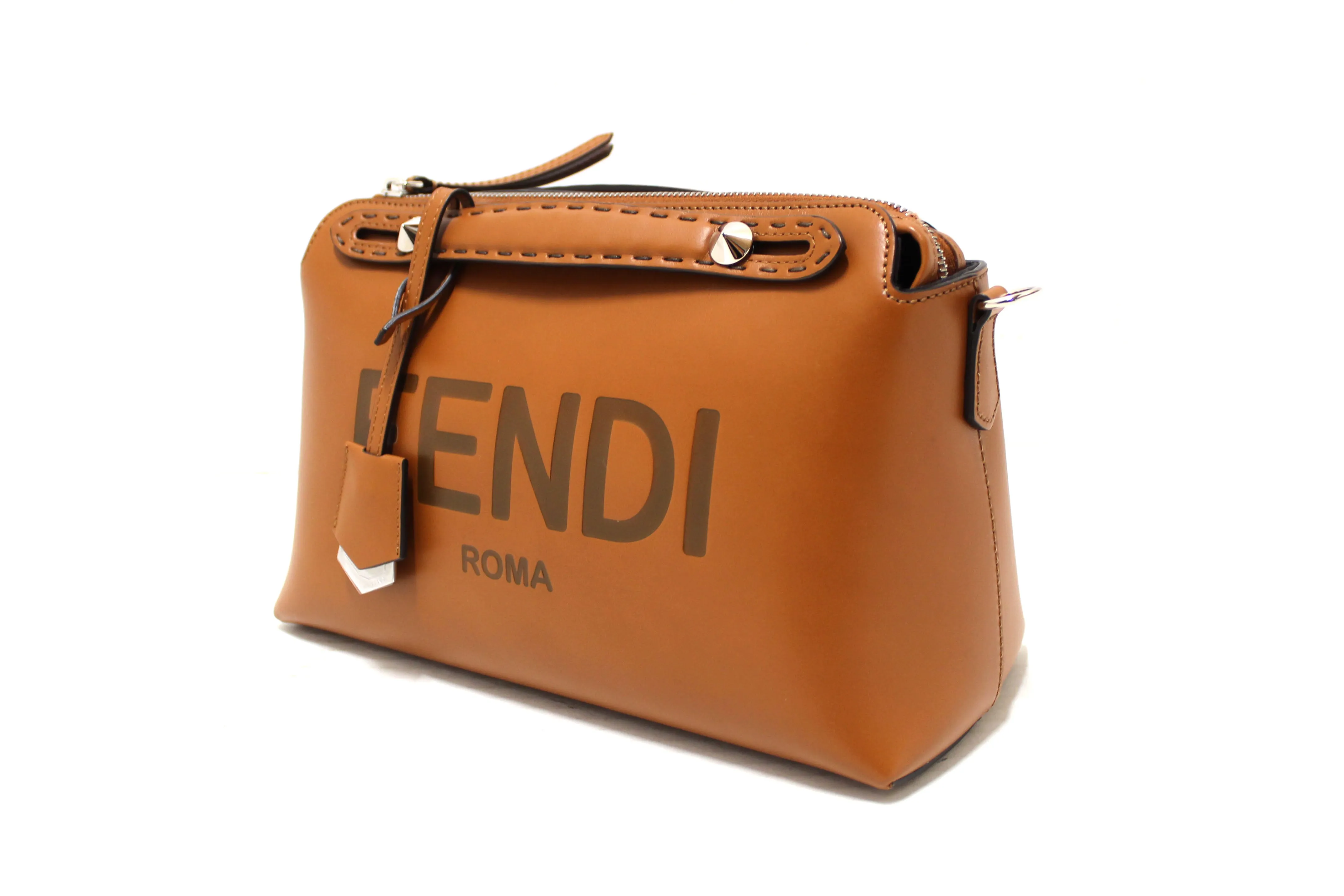 Authentic Fendi Brown Leather By the Way Medium Boston Bag