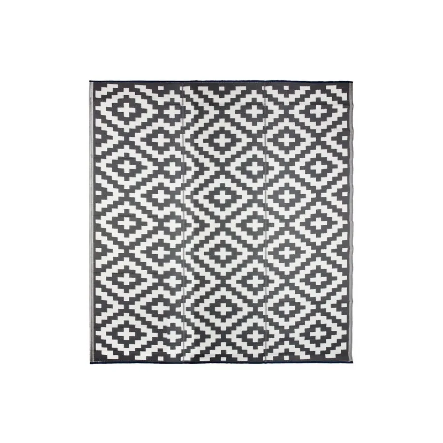 Aztec Grey & White Rectangular Diamond Pattern Foldable Waterproof XL Camping Mat - 270x360 CM