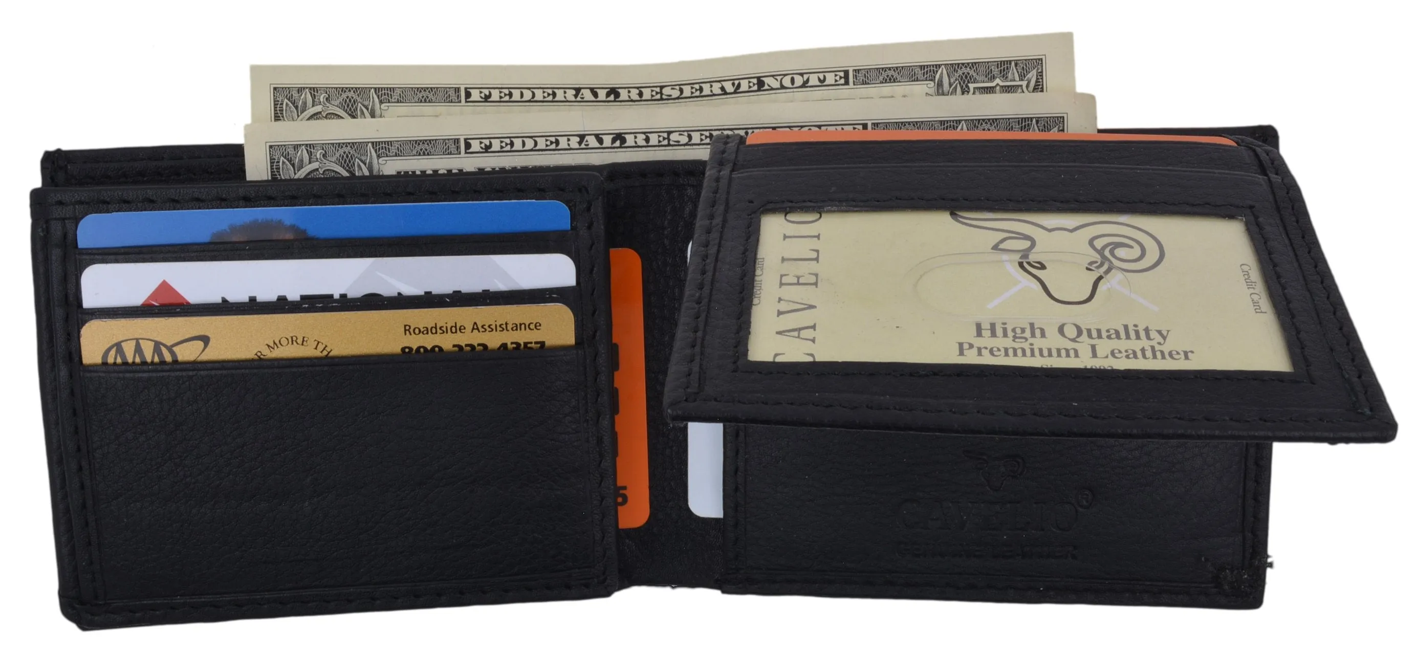 Bifold Mens Genuine Leather Multi-Card ID Holder Wallet by Cavelio 402659