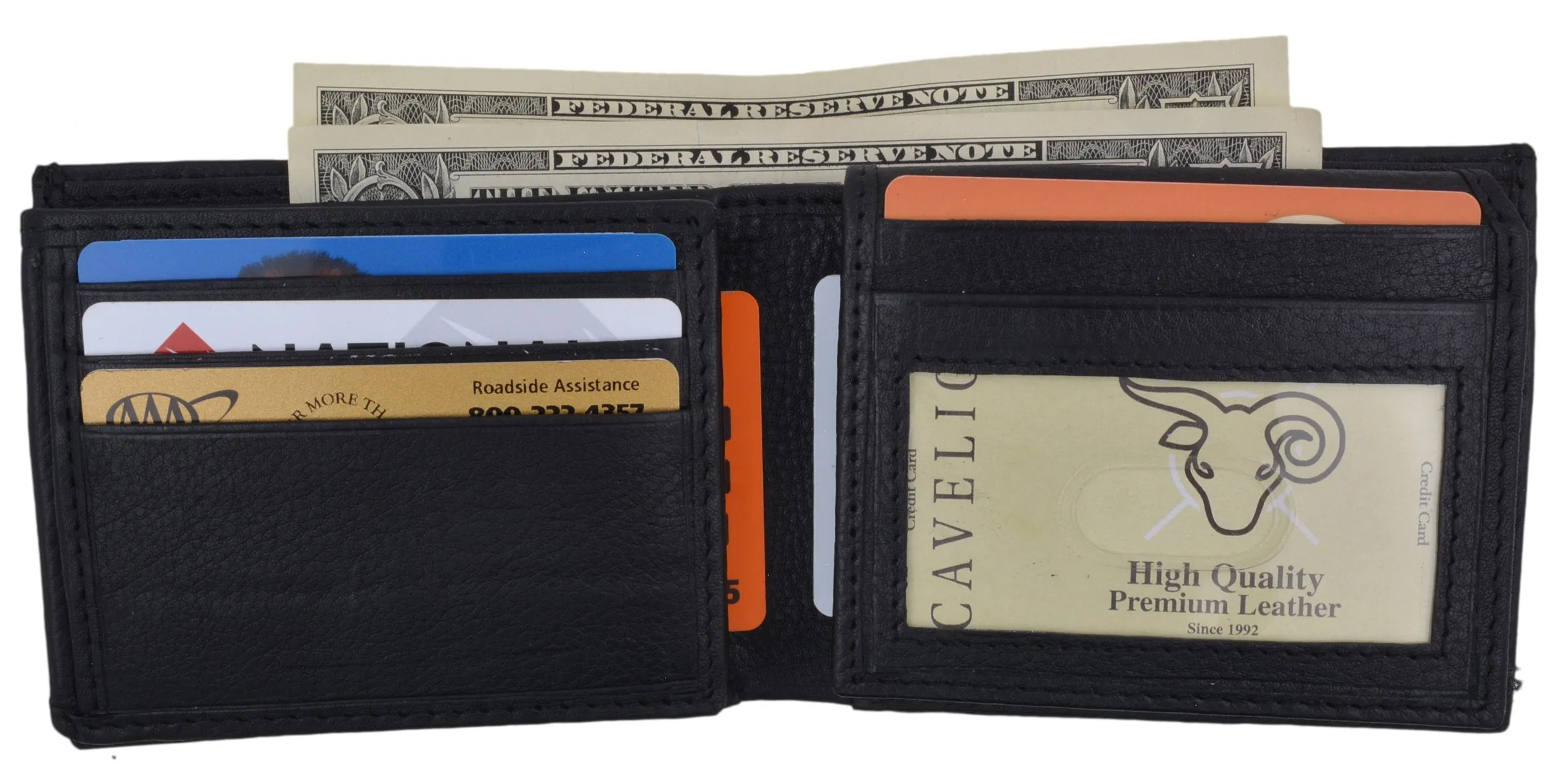 Bifold Mens Genuine Leather Multi-Card ID Holder Wallet by Cavelio 402659