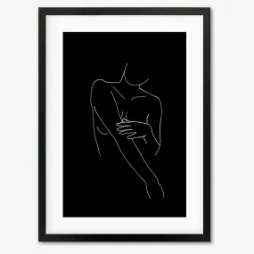 Black On White Female Line Drawing Framed Art