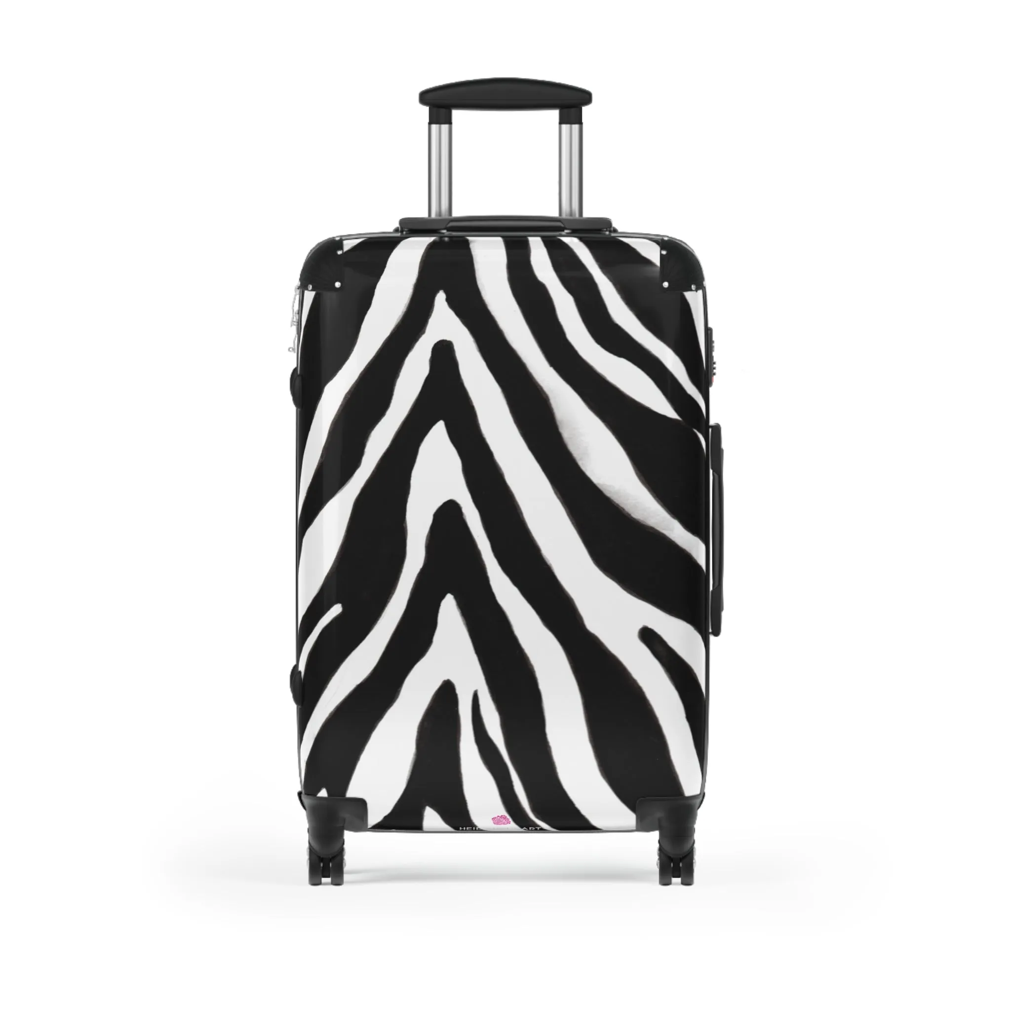 Black Zebra Print Cabin Suitcase, Zebra Striped Animal Print Designer Suitcase Luggage (Small, Medium, Large)