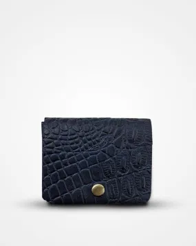 BLUE CROC PRINT BATUA - SLIM LEATHER WALLET