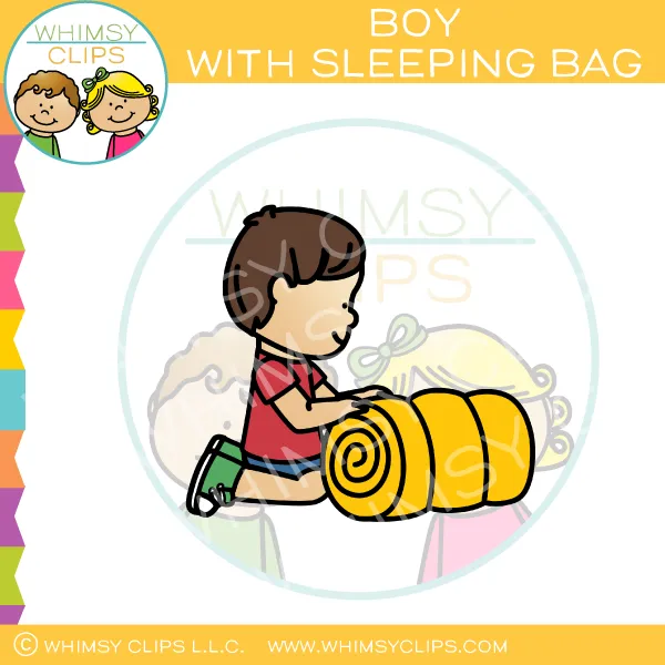 Boy With Sleeping Bag Clip Art