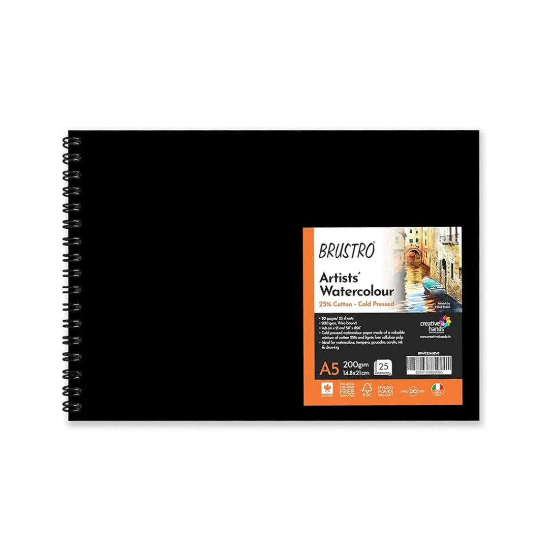 BRUSTRO Artist 25% Cotton Watercolour Glued Pad Cold Pressed