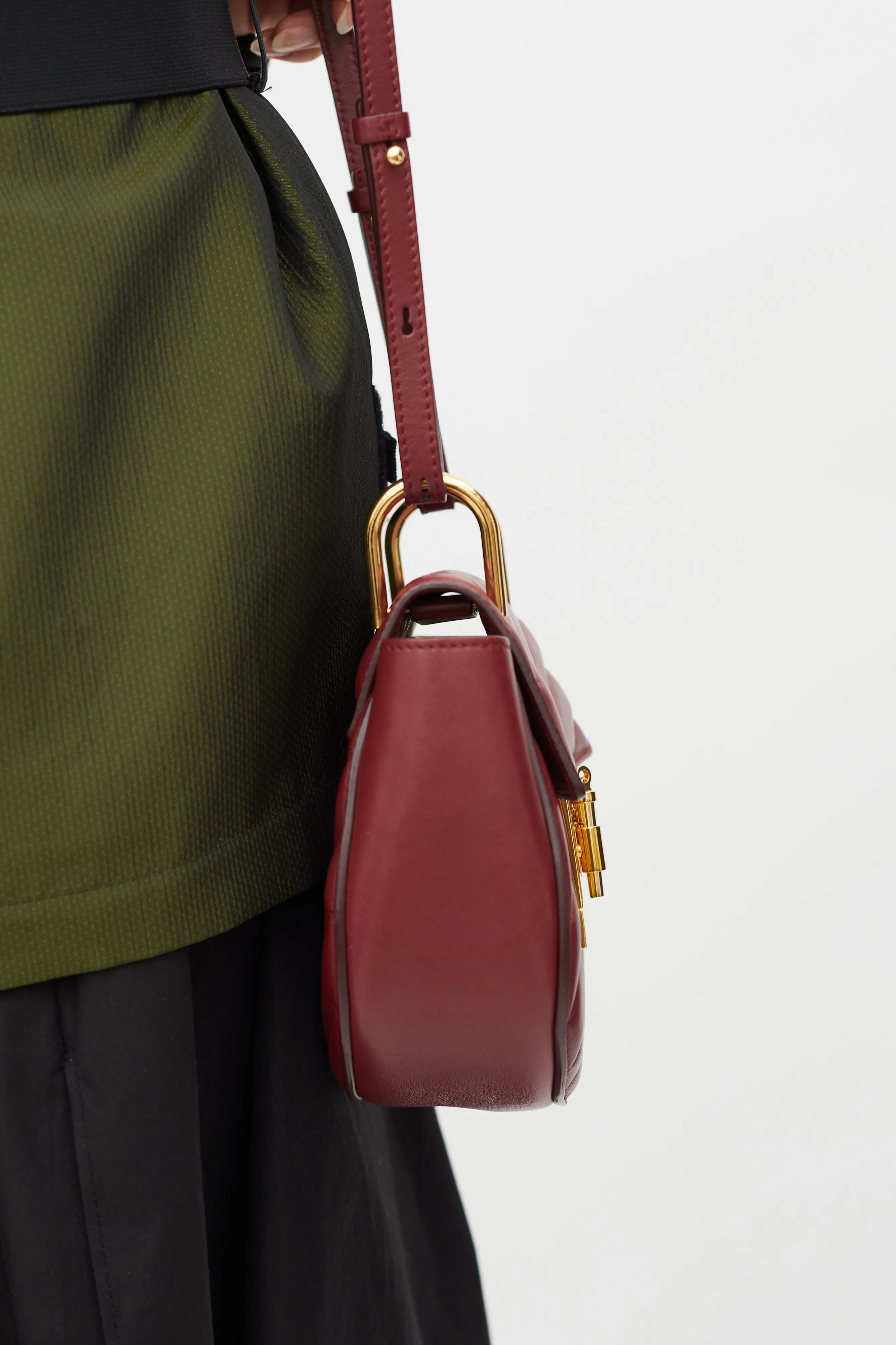 Burgundy Quilted Mini Drew Bijou Bag