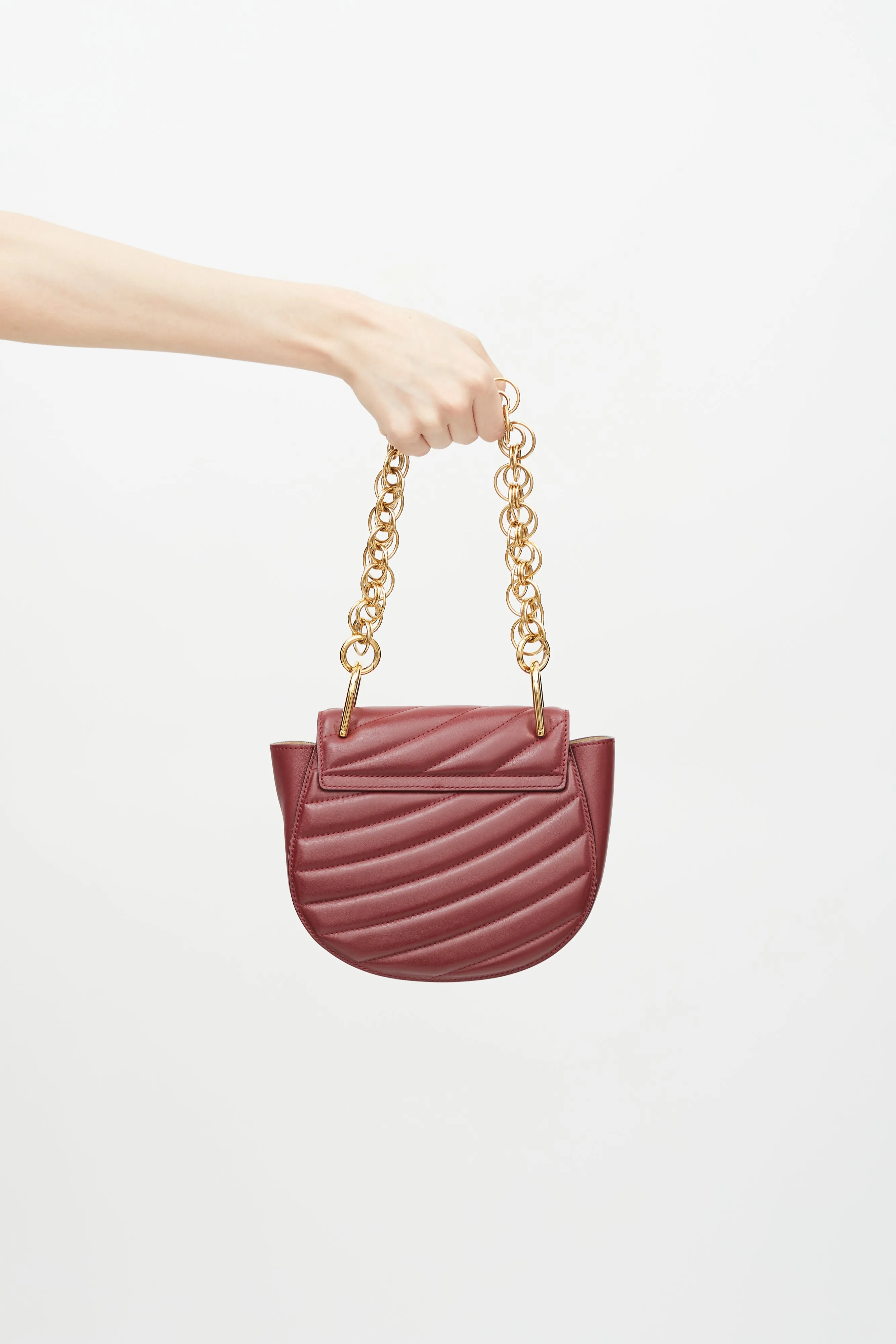 Burgundy Quilted Mini Drew Bijou Bag