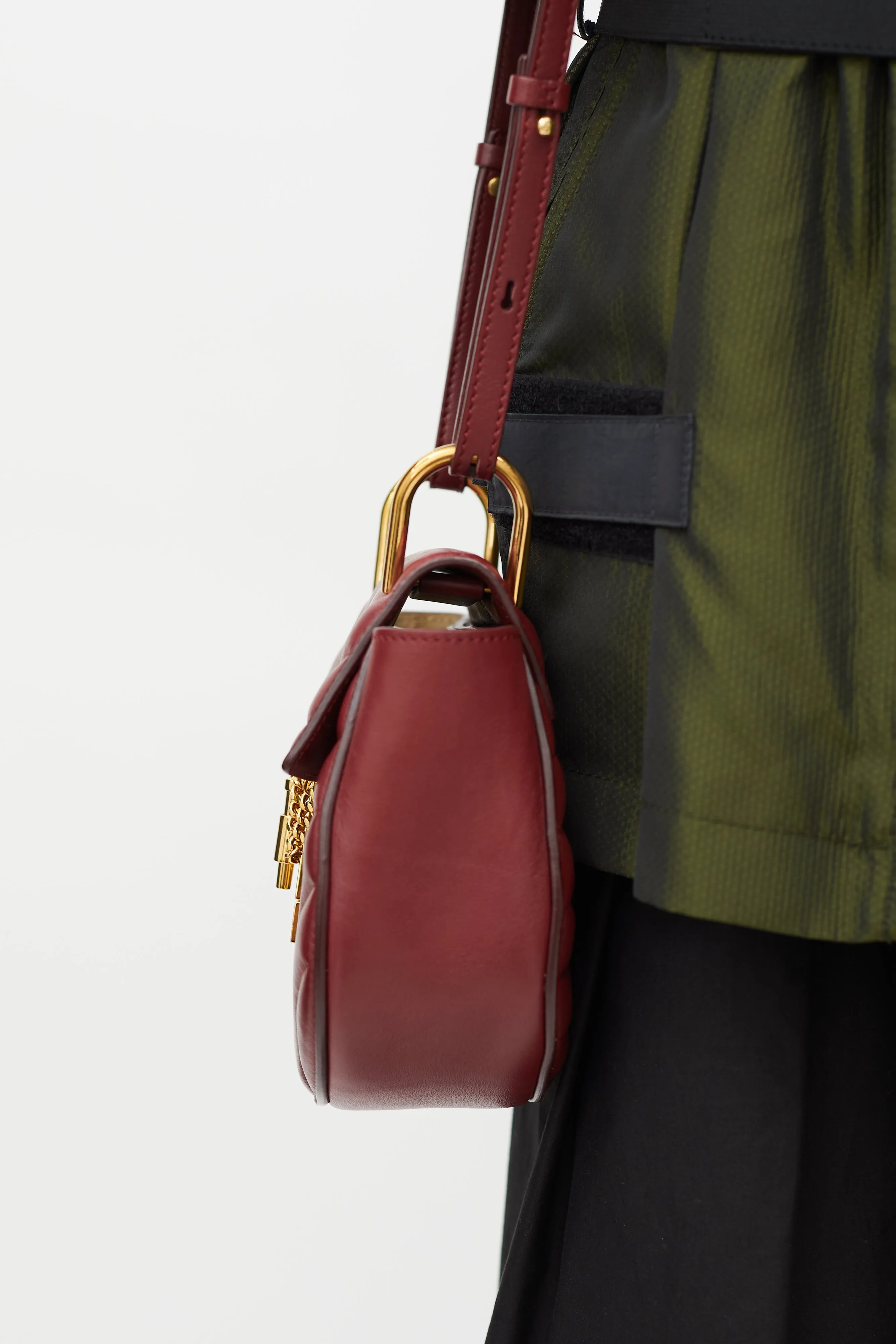 Burgundy Quilted Mini Drew Bijou Bag