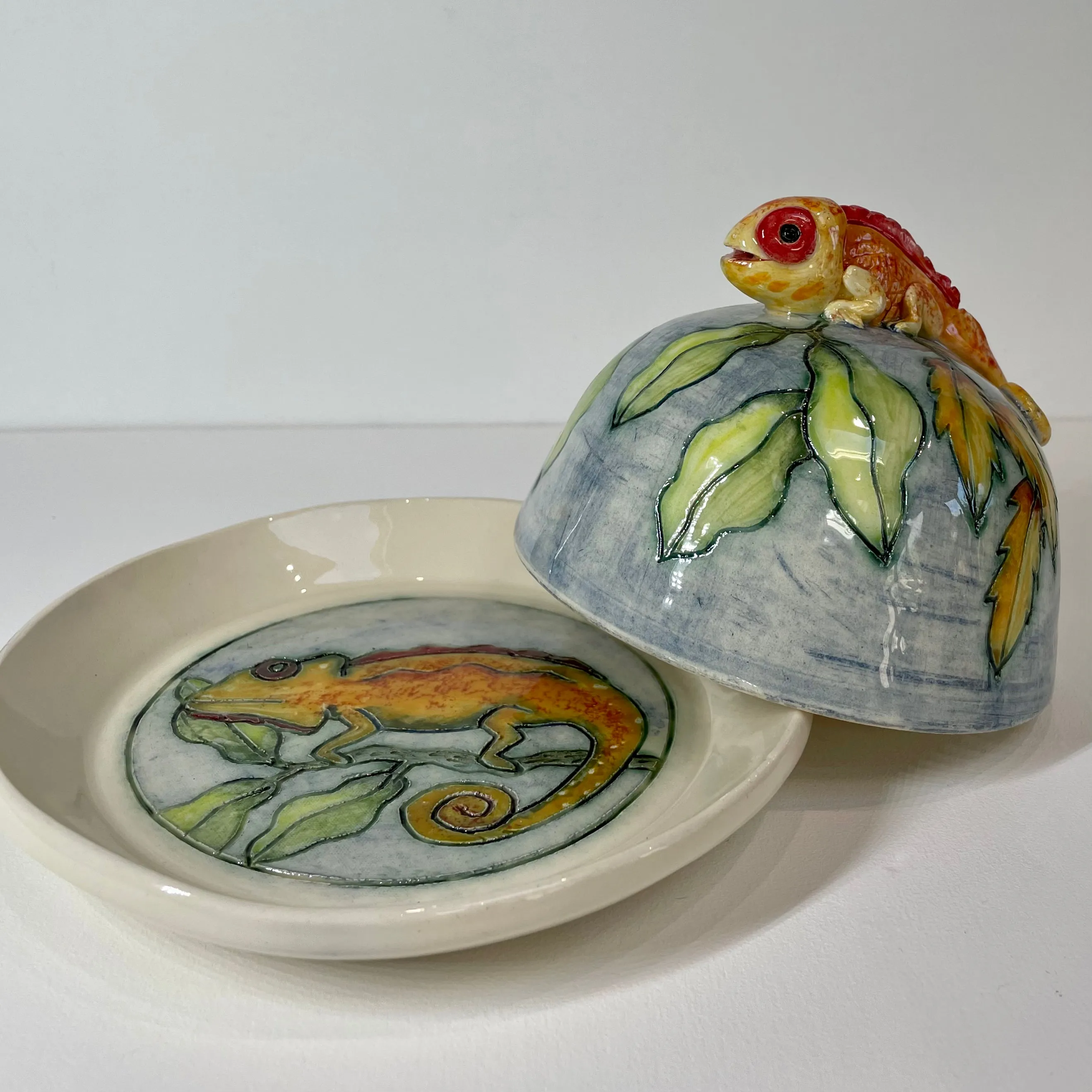 Chameleon Butter Round Dish by Jeanne Jackson