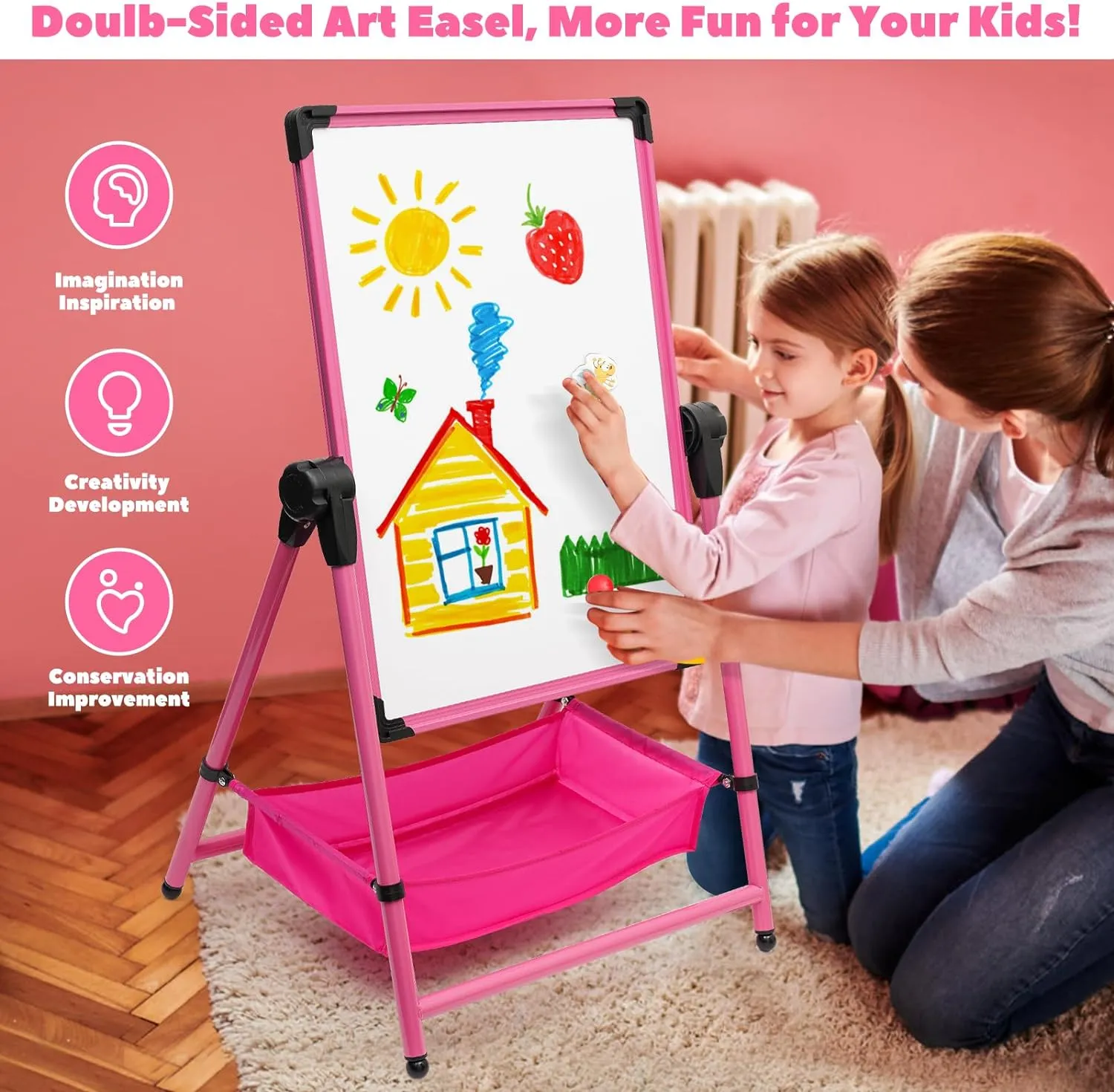 Children's Folding Easel Double-Sided Art Board