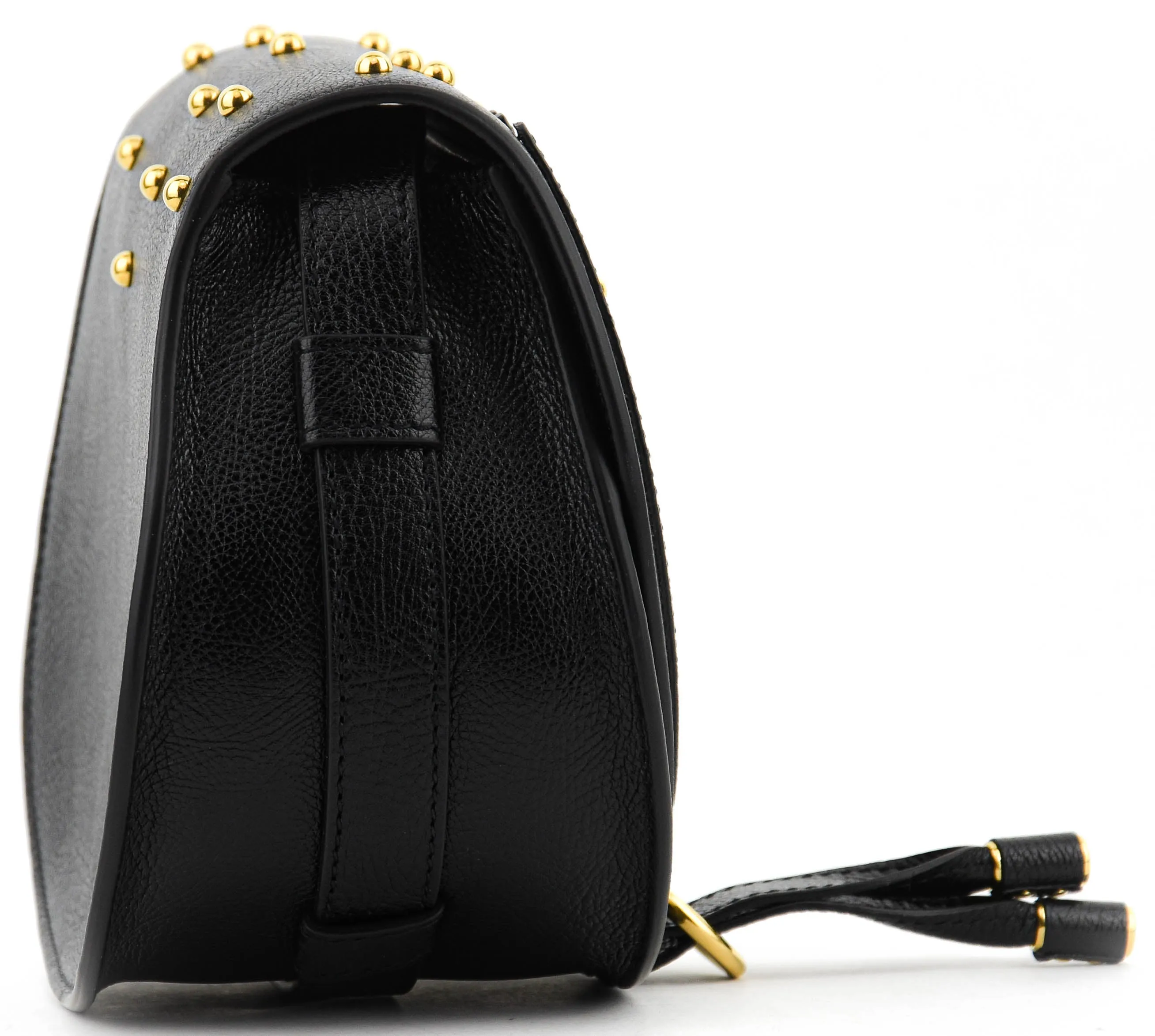 CHLOE SMALL MARCIE SADDLE BAG STUDDED BLACK