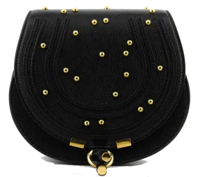 CHLOE SMALL MARCIE SADDLE BAG STUDDED BLACK