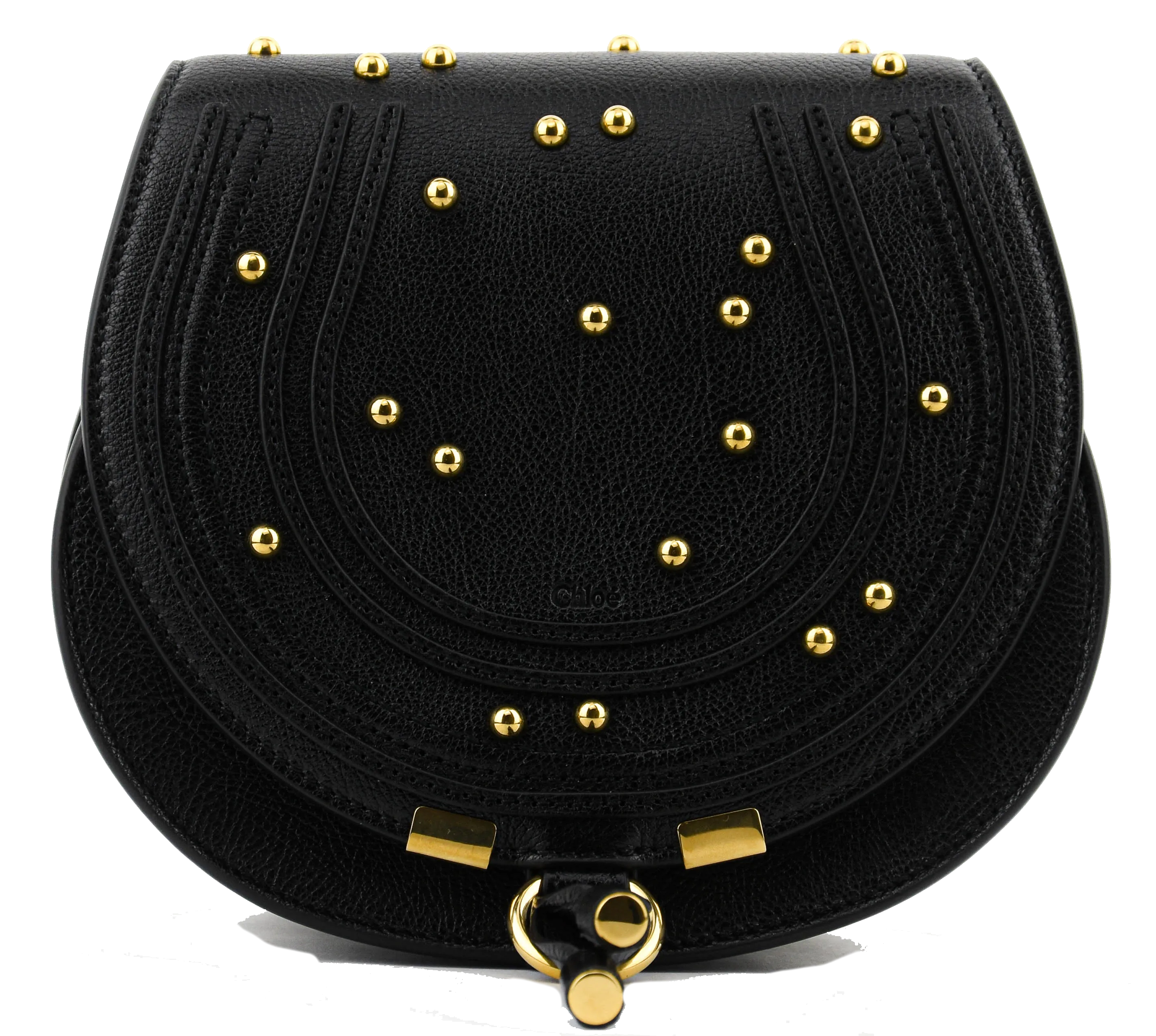 CHLOE SMALL MARCIE SADDLE BAG STUDDED BLACK