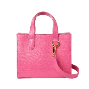 Claire Mini Handbag in Bright Pink Croc