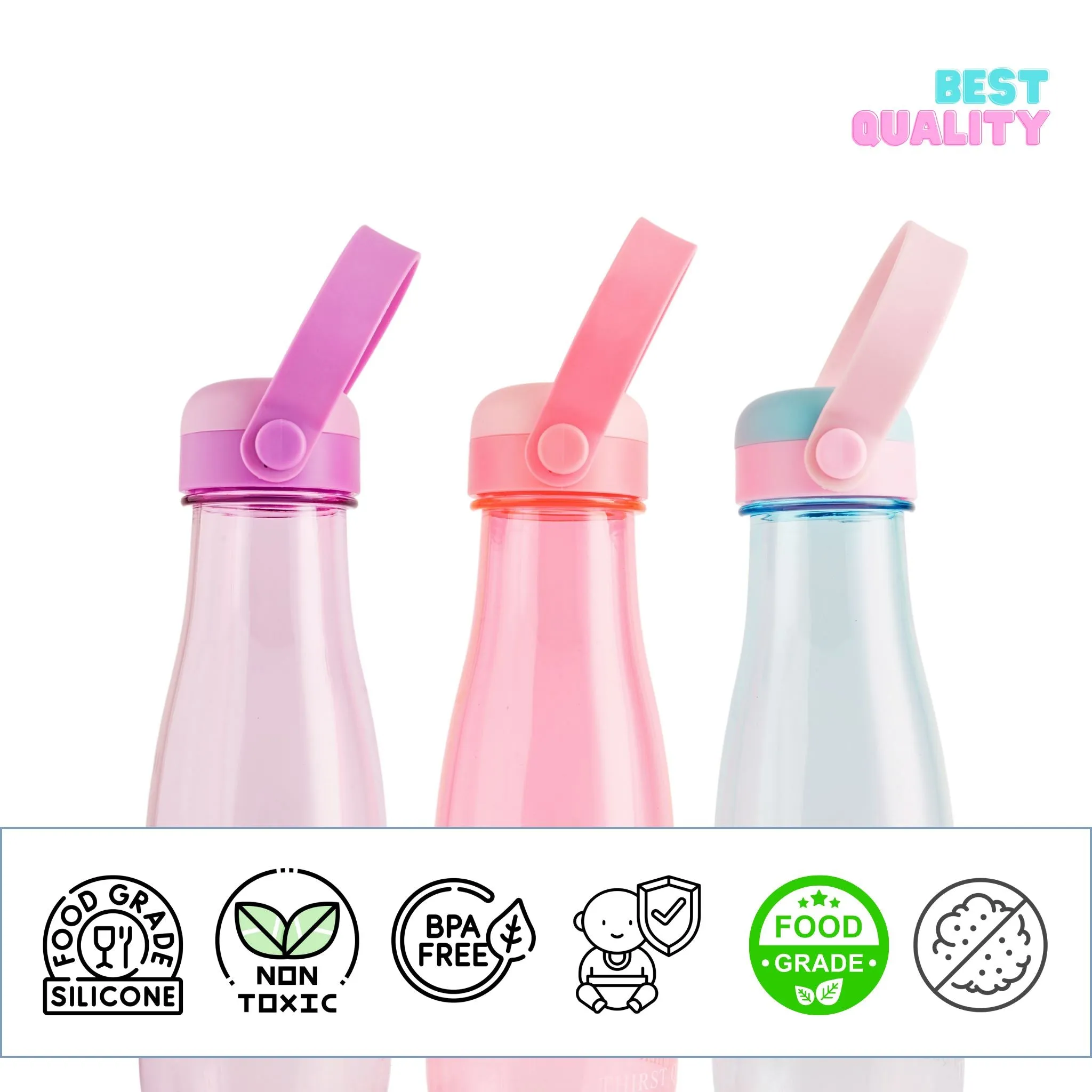 Clear Water Bottle with Pastel Silicone Holder