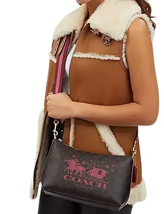 Coach Clara Shoulder Bag In Signature Canvas With Horse And Sleigh