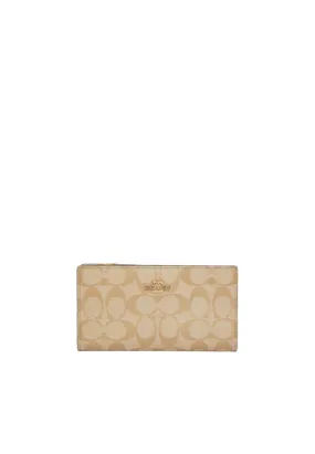 Coach Signature Slim C8714 Zip Wallet In Light Khaki Chalk