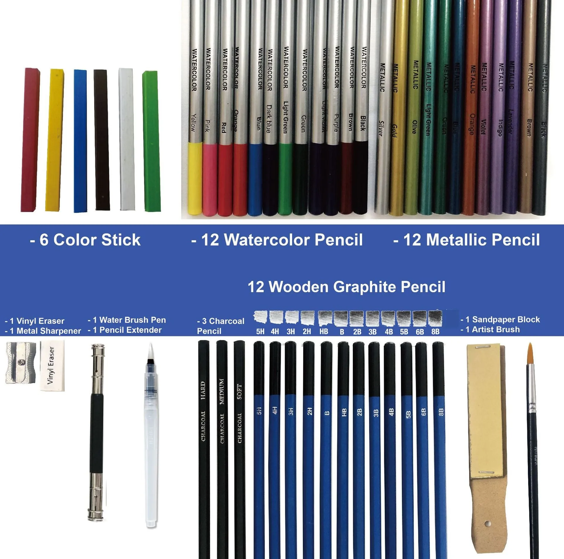 Color Pencil Set Sketch Drawing Tool Set 51 pieces